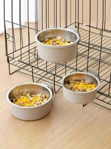 PETSIN 1pc Stainless Steel Hanging Dual-Purpose Pet Bowl With Anti-Spill Fixation For Dog Crate Use