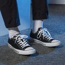 匡威男女通用经典低帮帆布鞋，2026年春季新款，学生及情侣休闲鞋，款式101001 - 黑色 - 查看 11