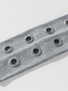 1pc Fashion Punk Headband Gothic Style Soft Non-Slip Elastic Hollow Beach/Holiday Headband, Elastic Yoga Sports Headband, Versatile For Daily Wear Fall Winter Hair Band Hair Accessories For Women For Vacation Outfits Woman Elegant Scarf Women Bandana Soft Headwrap - Grey - View 2