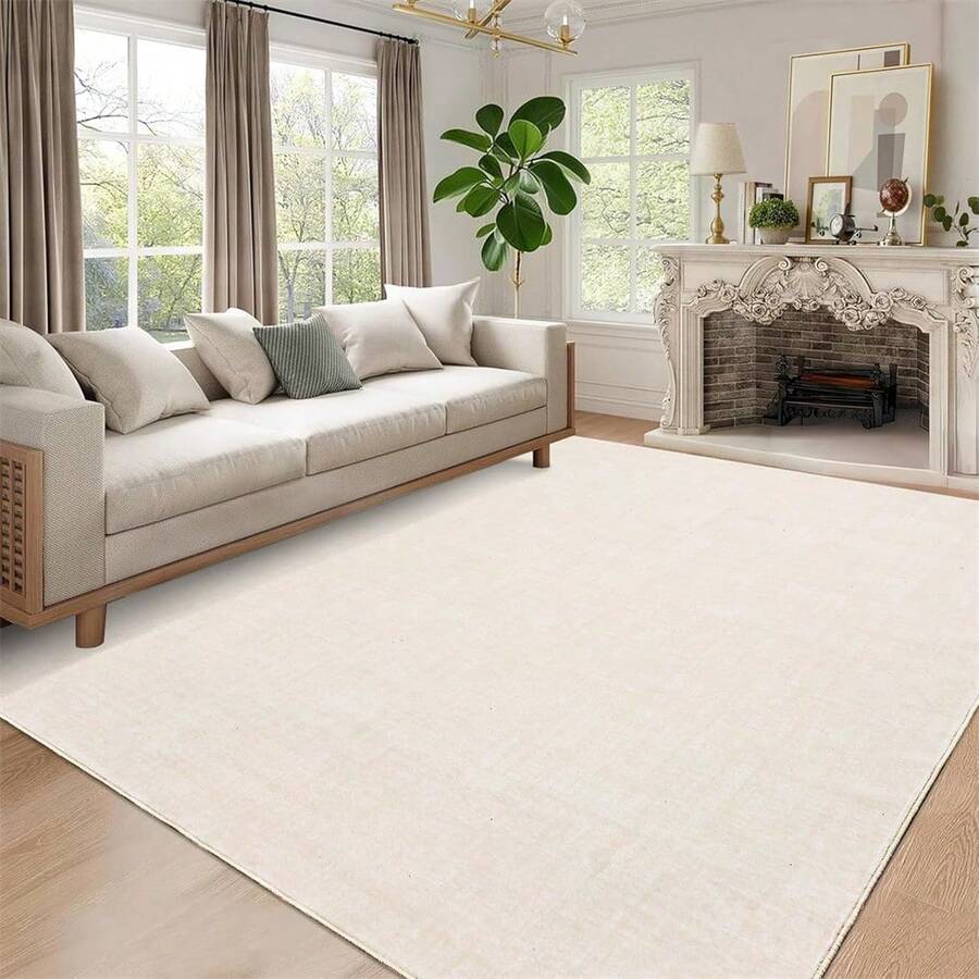 Meiyiu Solid Textured Living Room Rugs 2x6/5*7/8x10/9*12/10*13 Large Washable Modern Accent Rugs, Stain-Resistant Contemporary Indoor Carpet, Soft Low Pile Floor Mat For Bedroom, Kitchen, Office
