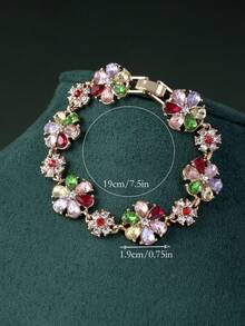 LADYCOCO 1pc Luxury Colorful Inlaid Bracelet, Women Jewelry Gift - Colorful - View 4