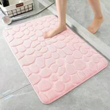 1pc Coral Velvet Stone Embossed Floor Mat, Non-Slip Door Mat, Solid Color Simple Bathroom Absorbent Foot Pad, Thickened Sponge Floor Mat