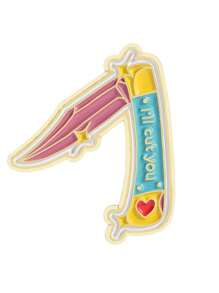 1 pièce Broche émaillée en forme de petit couteau de couleur vive avec l'inscription "Je vous couperai", un cadeau romantique et mignon pour les vêtements, sac à dos, bijoux, idéal pour les amis