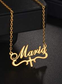 1 Pieza Personalizada Collar de Cadena con Símbolo de Corona, Cruz, Nombre, Corazón, Cruz de Acero Inoxidable, Corazón, Mariposa, Estrella, Mariposa, Símbolo de Infinito, Nombre Árabe, Joyería Personalizada para Exteriores, Playa, Letras de Cadena, Logotipo Firmado, Número Colgante Gargantilla