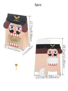 5 Stück PVC-Fensterverpackungsschachteln aus Papier, Geschenkbox mit Cartoon-Soldaten-Design sehr geeignet für Feiertage, Geburtstag, Hochzeit, Partyverpackung, Abschlusszeit, Einschulungszeit, Heimkehr