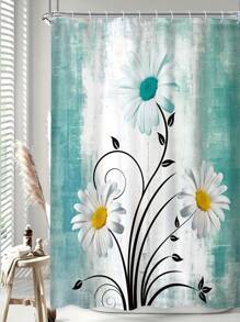 [Floral Shower] Ensemble de rideaux de douche fleuris de style ferme, 1 pièce/4 pièces rideau de séparation de salle de bain avec 12 crochets, tapis de bain, tapis de toilette en forme de U, housse de siège de toilette, accessoires de salle de bain, décoration de salle de bain Back to School