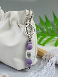 1 件夏日清新粉色和白色花卉硅胶水晶球、仿珍珠圈、可拆卸钥匙扣、包包吊坠、防丢失钥匙扣、送给朋友、家人、女朋友的礼物、汽车配件包包饰品 - 彩色 - 查看 7