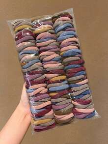 50/100pcs Girl Seamless Elastic Hair Ties,Simple & Versatile Hair Accessories - Multicolor - View 6