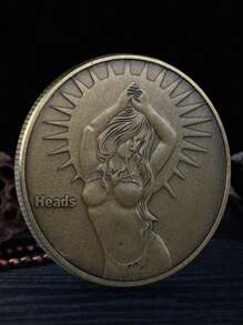 1 pièce Pièce de défi en fer double face de haute qualité et de style, conception unique avec face et pile, convient comme marqueur de balle de golf et protecteur de jetons de poker, cadeau unique pour les hommes, sans pile ni plume nécessaire. Pièce commémorative de déesse en bikini sexy, pièce de déesse rétro porte-bonheur, style aléatoire