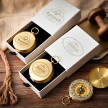Custom Glow In The Dark Compass, Directional Guide Personalized Gift, Vintage Brass Compass Engraved, For Boyfriend Anniversary, Long Distance Gift, Valentine's Day Gift, Personalized Engraved Brass Compass | Custom Work Compass Gift, For Friend Or Them | Anniversary Birthday Wedding Gift