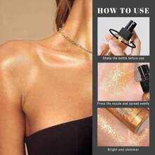 Body Glitter Spray - Bronze Body Shimmer Face, Hair & Body, Moisturizing Luminizer Glow, Quick-Drying Sparkling Glitter Spray Highlighter Makeup (04)