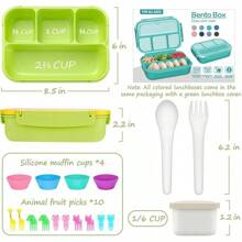 Children's Bento Box, Girls' Bento Box, Boys' Bento Box, Portable Food Container, Portable Bento Box With Lid, Food Storage Container, School Leak Proof Food Storage Box, This Bento Box Set Includes A 1200ml/40oz Lunch Container, A Separate Sauce Cup, Plastic Fork And Spoon, 10 Animal Food Picks, And 4 Pancake Cups. Specially Designed For Children And Adults Who Love Lunch Boxes