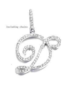 1pc Copper Zirconia A-Z Initial Pendant Necklace, Fashionable Women's Personalized Letter Jewelry - Silver - View 31