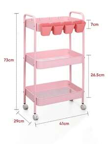 Carrito organizador de acero multifunción con ruedas fácil de mover almacenamiento cocina oficina baño resistente multiusos muebles organizador hogar práctico moderno - Rosa - Ver 6