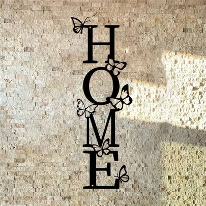 1 pezzo Decorazione da parete moderna in metallo con motivo farfalla, opera d'arte grafica per appendere in soggiorno, decorazione verticale per l'ingresso di casa, per uso interno/esterno, dimensioni 14,35x40 cm, decorazione contemporanea per la casa