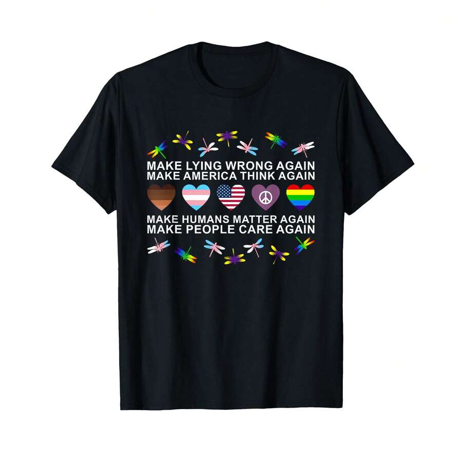 Camiseta "Haz que mentir sea malo de nuevo" Derechos Humanos Ropa. Regalos para novio - Negro - Ver 1