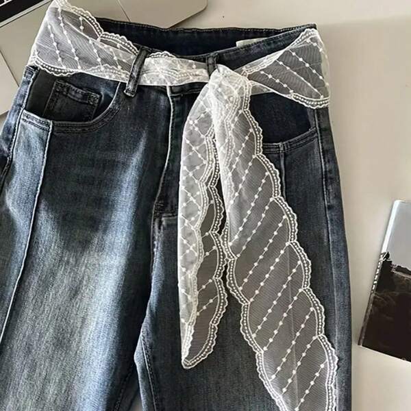 Bandana feminina, 1 peça, faixa de cabeça com laço de renda elegante, acessórios de cabelo com estampa floral de poliéster