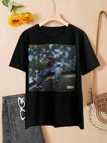 Camiseta de J Cole Forest Hills Drive para mujer, inspirada en África, estilo hip hop para damas - Negro - Ver 2