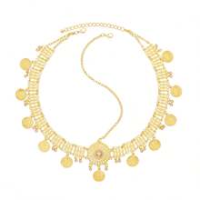 1pc Faux Crystal Coin Pattern Hair Accessory, Metallic Headpiece Suitable For Women's Daily Wear And Party - Gold - View 7