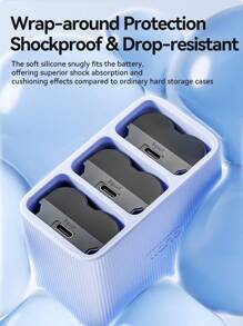 Llano 3-Slot Camera Battery Silicone Storage Case Shockproof Drop-Resistant Universal Fit For NP-FW50, NP-W126S, LP-E17, EN-EL25, Etc.