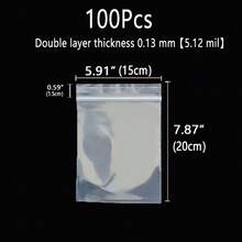 100 个 1 英寸至 15 英寸厚可重复密封塑料袋,重型 0.13 毫米/5.12 密耳双层厚度,可重复使用的密封礼品袋,珠宝包装,周年生日透明包装,多用途工具配件袋,节日礼品包装,衣物收纳,透明自粘袋,适用于运输、旅行、收纳、包装、礼品、生日、周年纪念、婚礼 - 透明加厚100Pcs - 查看 11