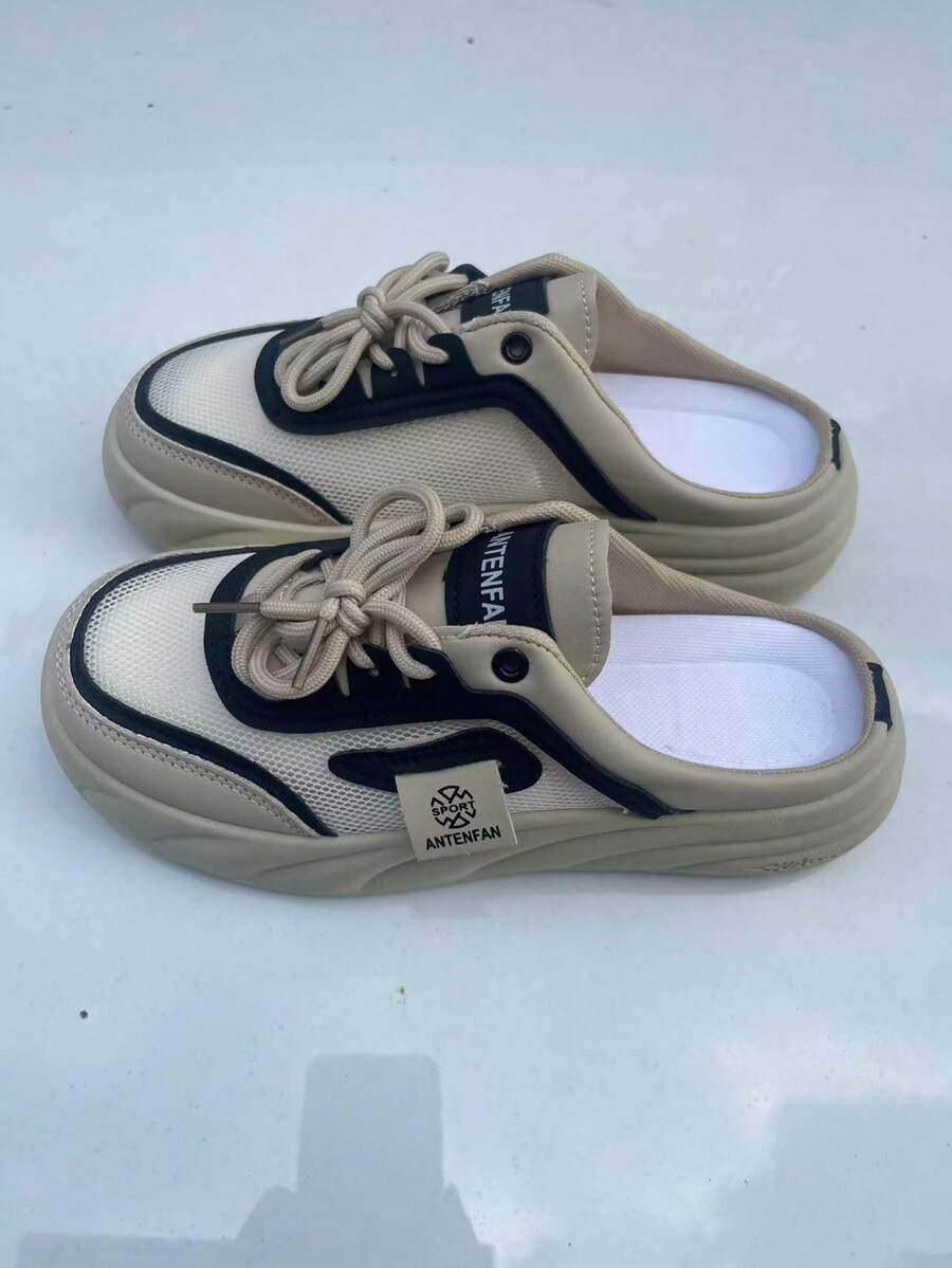 Women's Bandage Slippers, New Mesh Breathable Flat Mules, Suitable For Dresses, Comfortable For Pregnant Women, Slip-On - Black - View 1