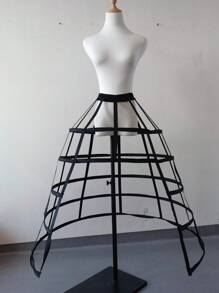 Black 5 Hoops Floor-Length Front Split Crinoline Petticoats Underwear Waistband Underskirt For Ballgown Wedding Dress
