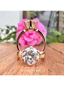 1 pièce Bague ronde élégante et luxueuse, bague de fiançailles, bague de mariage à six griffes, cadeau d'anniversaire pour les femmes, pour toutes les occasions (sans boîte)