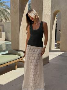 女式优雅简约日常方领吊带修身纯色粗肩带针织上衣圆领无袖修身休闲短款背心基本款 T 恤吊带背心，透气柔软舒适汗衫，春夏秋季