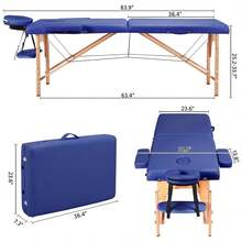 Massage Table Portable Lash Beds Spa Bed Massage Couch Foldable Spa Tables Adjustable 2 Fold With Non-Woven Bag 24 Inch, Black - 藍色 - 查看 6