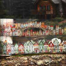 1 Rollo/Bolsa de Cinta, Serie Casa Extravagante, Cinta PET con tema de Casa Vintage y Pueblo, Suministros para Scrapbooking, Accesorios de Cuaderno, Decoración para Cuaderno, Marco de Foto, Funda de Teléfono, Vaso, Revistas de Chatarra, Caja de Artículos de Papelería DIY, Pegatinas Personalizadas, Útiles Escolares, Vuelta al Colegio