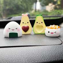 4件装车载卡通微景观苔藓多肉油果饭菜卷白色寿司装饰