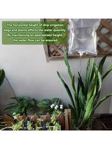 5.2L 大容量植物浇水器，1 个水袋，带 3 个滴头，可同时浇灌 3 种植物，可调节水流阀适合不同植物浇水需求，S 形挂钩，出色的户外花园灌溉和花卉维护助手 - 彩色 - 查看 3