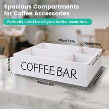 Organizador de estación de café con alfombrilla para café, organizador de barra de café para encimera, soporte de madera para cápsulas de café, organizador de almacenamiento de condimentos de café y té para accesorios de café