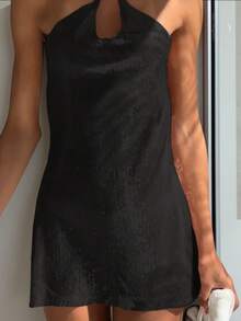 Sexy Beaded Spaghetti Strap Backless Mini Dress, Back To School Party Dress, Homecoming Dress - Black - View 8