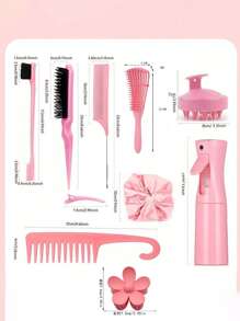 11pcs/Fashion Girl Dry And Wet Eight Claw Comb Set, Pointed Tail Comb, Mouse Tail Comb, Side Brush, Hair Brush, Hair Clip, Hair Ring, Hair Ring, Wide Tooth Comb, (6.8 Oz/200 Ml) Multi-Functional Small High-Pressure Continuous Spray Water Replenishing Travel Makeup Bottle, Suitable For Family And Outdoor Travel, Is The Best Personalized Gift In Holiday Season, Hair Accessories, Claw Clips