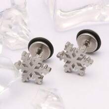 "Everyday Must-Have!Snowflake Hoop Earrings - The Ultimate Casual Accessory For Sweet & Cool Vibes " "Stainless Steel Snowflake Hoop Earrings With Flexible Leather Details - A Versatile Accessory That Flatters All Face Shapes.