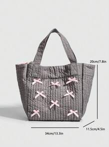 Back To School Ballet Sweet Bow Cute Student Tote Bag, Slouchy Handbag Tote Bag, Versatile Large Capacity Shoulder Bag Suitable For College Students