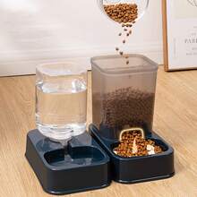 1 件套宠物喂食器和饮水器套装，大容量自动宠物食品和水碗，方便清洁，适用于猫、狗、兔子、松鼠和其他中小型宠物 - 深灰色 - 查看 3