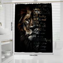 1pc/4pcs Gold African Wild Animals Manly Stylish Multifunctional Bathroom Waterproof Shower Curtain, With 12 Hooks, Bathroom Non-Slip Mat, U-Shape Toilet Mat And Round Toilet Lid Cover, Bathroom Set For Whole Scene Usage Bathroom Accessories Back To School