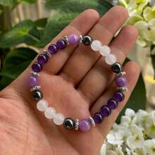 1 Obsidian Amethyst Bead Bracelet, Neutral Protective Jewelry Bracelet
