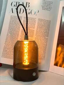 1pc Portable Camping Light, Transparent Lampshade, Touch Switch, Room Decorative Light, Flexible Outdoor Light For Hanging And Standing, Dimmable Camping Light, Rechargeable, Balcony Light, Camping Light, Outdoor Table Light