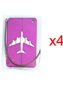 2-4pcs Aluminum Luggage Tag Set, Simple Plane Pattern, Stainless Steel Loop, Airplane Boarding Tags For Travel Carrying Identification, Travel Essentials|Stainless Steel Loop| Luggage Tag, Luggage Tags - MultiWarna - View 20