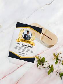 [2D Flat] Acrylic Award Plaques Personalized With Your Text Name And Photo - Plaque With Wooden Stand Customized For Employee Appreciation Recognition Retirement - Custom Awards For Employees Co-Worker Friends, School Supplies,Back To School
