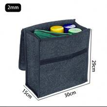 1PC Caja de almacenamiento de fieltro gris oscuro para coche, bolsa de almacenamiento para coche, caja de almacenamiento de fieltro suave agrandada y engrosada, caja de almacenamiento para el hogar - 2 mm (30-15-29 cm) - Ver 9
