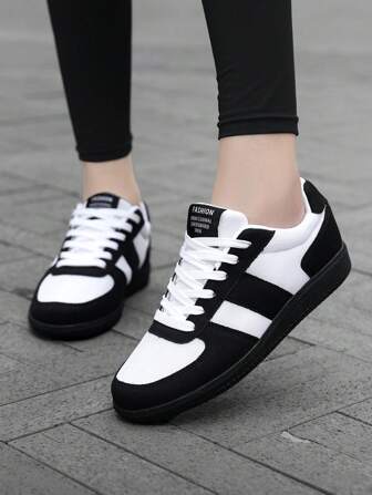New Fashionable Casual Vintage Style Sports Shoes For Women, High Quality Bicolor Luxury Flat Shoes, White Color Suitable For Students, Couples, Office & Daily Wear