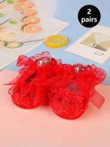 2/1 par de zapatos de bebé de princesa, nuevo diseño con moño, suela suave y ligera, adecuado para niños pequeños, primavera y otoño - Multicolor - Ver 28