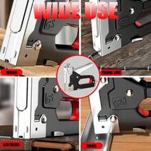 Grapadora de decoración de interiores, grapadora manual de alta resistencia con 600 grapas, adecuada para madera, manualidades, clavos para enmarcar, alfombras, paredes, cercas, muebles, construcción, lienzo, tela, bricolaje y uso profesional.