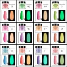 VERONNI 12 couleurs de poudre à tremper qui brillent dans le noir, avec un effet de dégradé rêveur, parfait pour les ongles de fête et le nail art DIY créatif