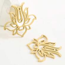 2pcs Fashionable 304 Stainless Steel Gold/Silver Plant & Flower Pattern Pendant, Vacuum Electroplated Durable Craft, Suitable For Necklace, Earrings, DIY Jewelry Making